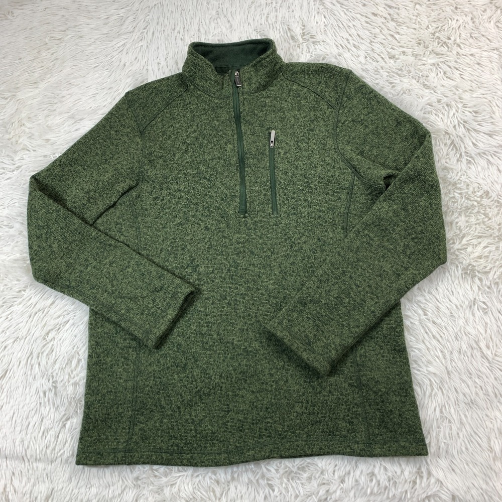 Vintage Woolrich Sweater Mens Medium Green Quarter‎ Zip Pullover Outdoor Hike